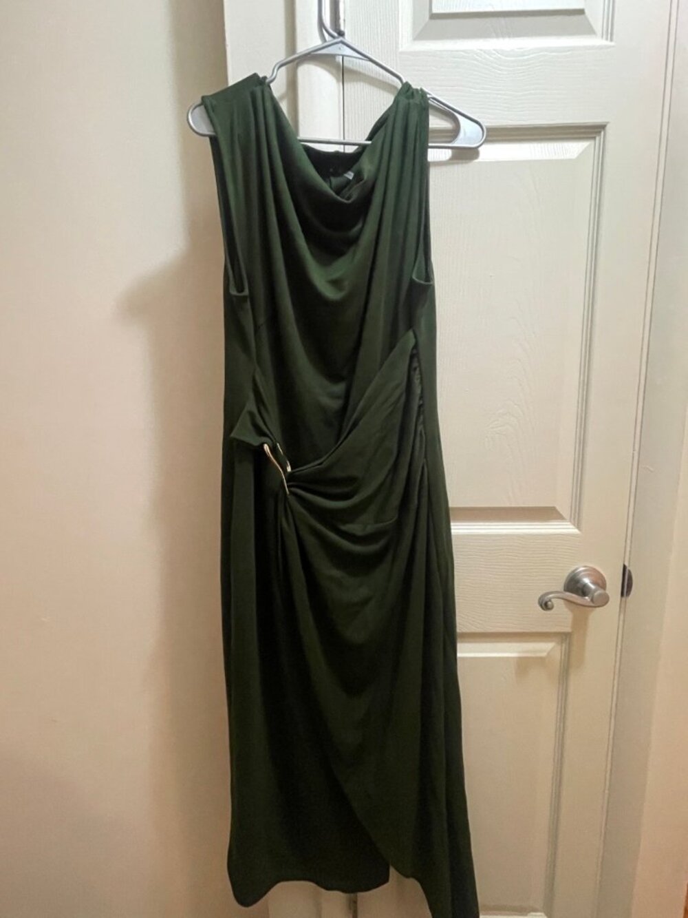 Women's Mock Neck Ruched Ponte Maxi Dress SIZE: XL